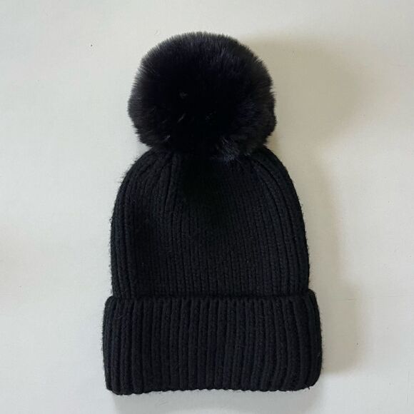 Norla Canada Handmade Alpaca Wool Blend Soft Black Pom Beanie Hat - Picture 5 of 5